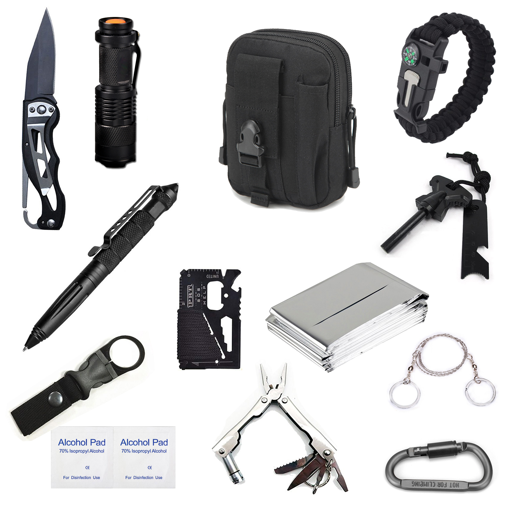 Survival tool kit 14 in 1, Survival Gear and Equipment, Camping